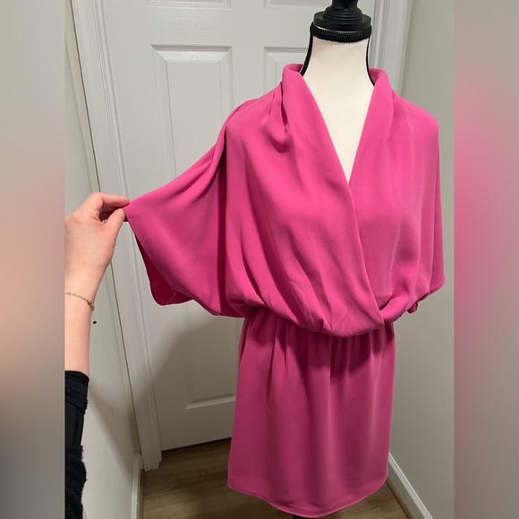 Trina Turk Concorde Dress Pink Wrap Style Elastic Waist Dolman Sleeve NEW WITH T - Picture 5 of 11